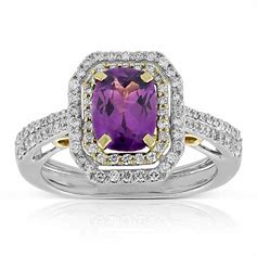 ring1 - purple oval stone over silver band with diamonds